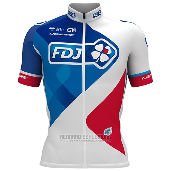 2017 Fahrradbekleidung FDJ Wei Trikot Kurzarm und Tragerhose - zum Schließen ins Bild klicken